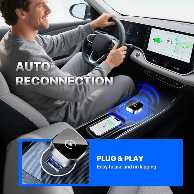 Alt view image 4 of 5 - 3-in-1 Wireless CarPlay Adapter: Retains Original Factory Settings + Enhanced Stability, with Plug-and-Play Convenience (Simple Installation) and a Compact, Portable Build.