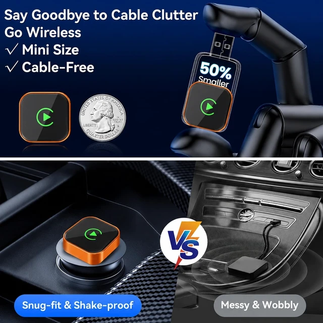 Alt view image 3 of 5 - TK-YB 2026 Wireless CarPlay Adapter for iPhone and Android Auto Mini Wired