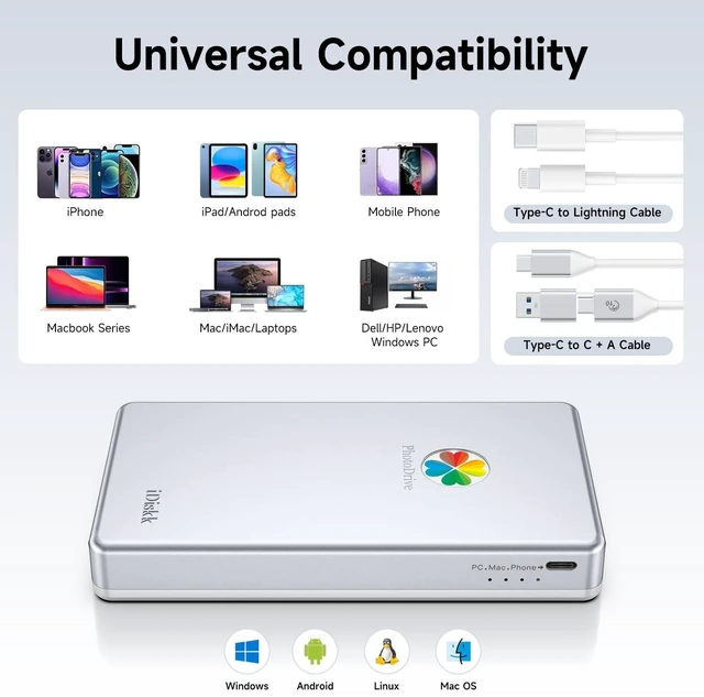 Alt view image 2 of 5 - iDiskk 1TB External Hard Drive USB Photo Memory Stick for Phone Mac PC