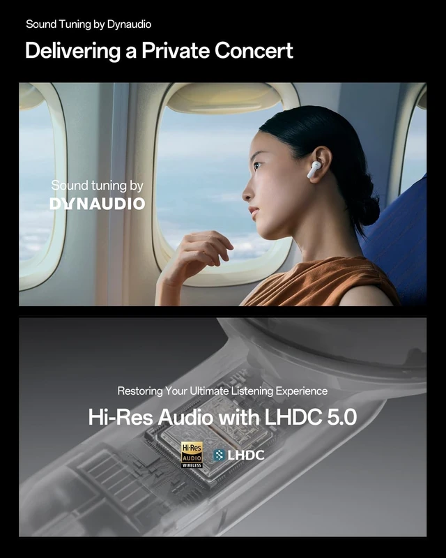 Alt view image 3 of 5 - OPPO Enco X3s True Wireless Earbuds, Bluetooth 5.4 Dynaudio Sound Earphones, 55dB Hybrid ANC, LHDC 5.0 Hi-Res Audio,45H Playtime, IP55 Waterproof, Dual Dynamic Drivers, AI Translate, Nebula Sil