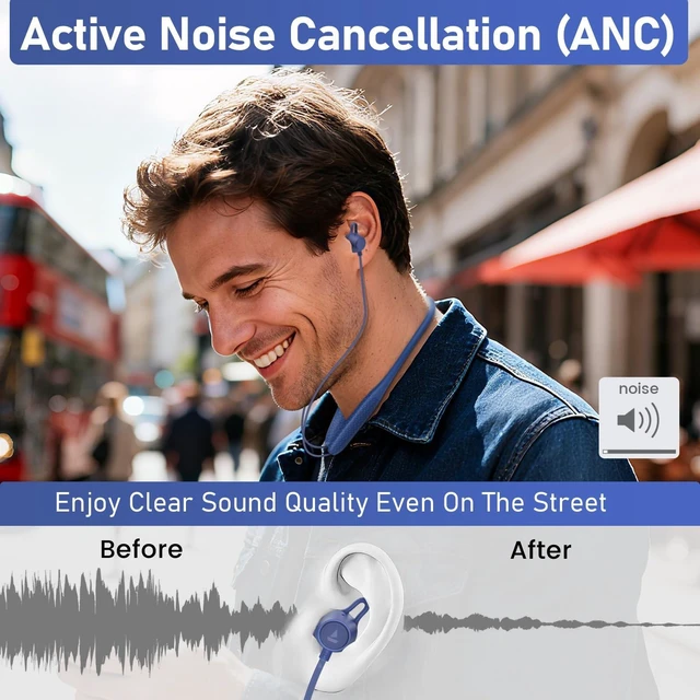 Alt view image 2 of 5 - CXPSUE Neckband Earbuds Bluetooth with Stereo Sound,Headphones Wireless with 60 Hours Playtime,Wireless Headphones,Ear Buds Wireless Bluetooth Earbuds (3pack Blue)