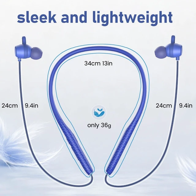 Alt view image 4 of 5 - CXPSUE Neckband Earbuds Bluetooth with Stereo Sound,Headphones Wireless with 60 Hours Playtime,Wireless Headphones,Ear Buds Wireless Bluetooth Earbuds (3pack Blue)