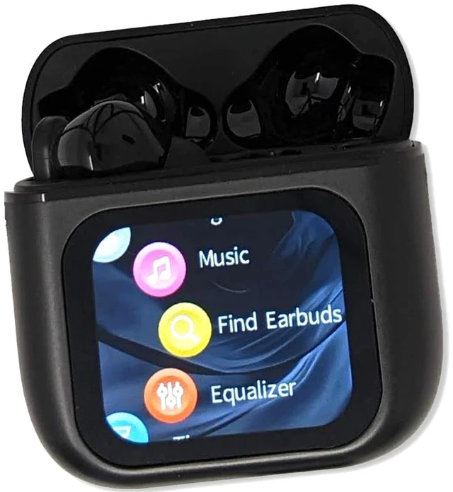Main image of CC Premium Earbuds, Wireless Earbuds. 5.4 Bluetooth, 1.9" Smart Touch Screen Control, Mini Apps, 6+ Hours Usage Time 150+ Standby Time, 9D Panoramic Sound Immersive Audio, Charging Case (Black)