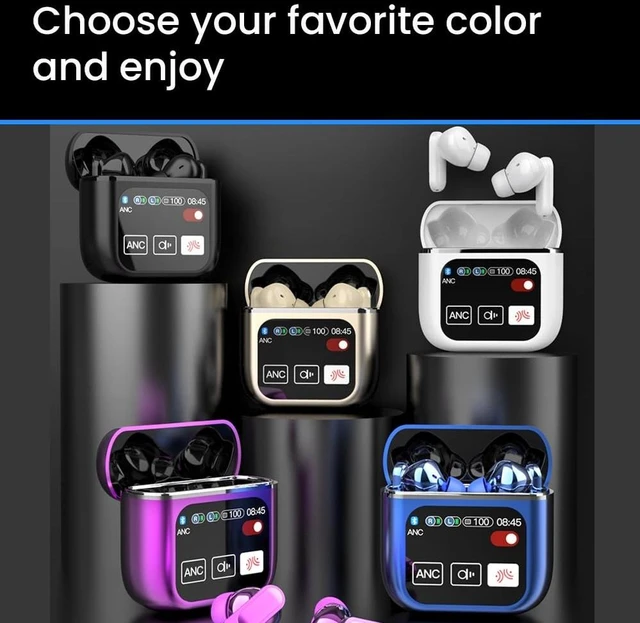 Alt view image 3 of 3 - CC Premium Earbuds, Wireless Earbuds. 5.4 Bluetooth, 1.9" Smart Touch Screen Control, Mini Apps, 6+ Hours Usage Time 150+ Standby Time, 9D Panoramic Sound Immersive Audio, Charging Case (Black)