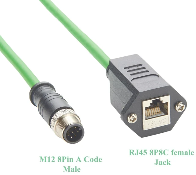 Alt view image 2 of 5 - M12 8Pin A Code to RJ45 Female Industrial Cat6A Ethernet Cable with Screw Lock IP67 10Gbps Shielded GigE Vision Cable for Industrial Camera Machion Vision Profinet PLC Sensor(0.5M/1.64FT)