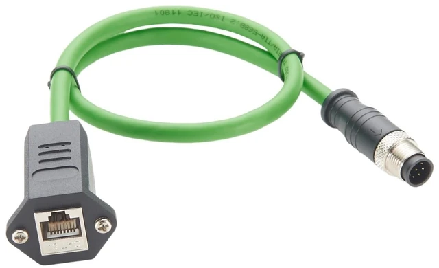 Alt view image 4 of 5 - M12 8Pin A Code to RJ45 Female Industrial Cat6A Ethernet Cable with Screw Lock IP67 10Gbps Shielded GigE Vision Cable for Industrial Camera Machion Vision Profinet PLC Sensor(0.5M/1.64FT)