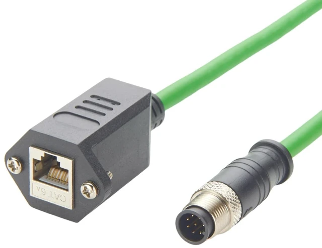 Alt view image 5 of 5 - M12 8Pin A Code to RJ45 Female Industrial Cat6A Ethernet Cable with Screw Lock IP67 10Gbps Shielded GigE Vision Cable for Industrial Camera Machion Vision Profinet PLC Sensor(0.5M/1.64FT)