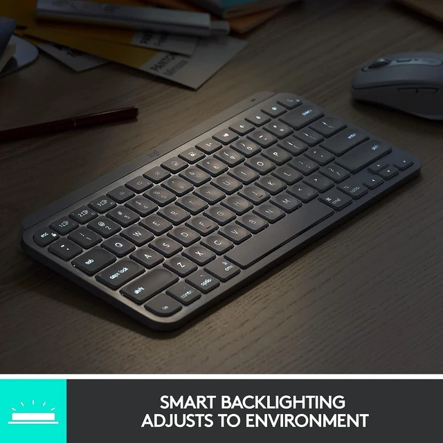Alt view image 4 of 5 - Logitech MX Keys Mini Minimalist Wireless Illuminated Keyboard, Compact, Bluetooth, Backlit, USB-C, Compatible with Apple macOS, iOS, Windows, Linux, Android, Metal Build - Graphite (use