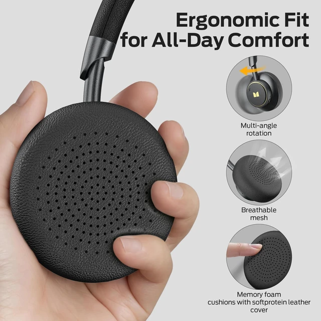 Alt view image 5 of 5 - Monster N-Tune mini 02 Noise Cancelling Headphones, Over Ear Headphone Foldable Design, 50H Playtime Headphones Wireless, Bluetooth 6.0, Adjustable Lightweight and Comfortable for Travel