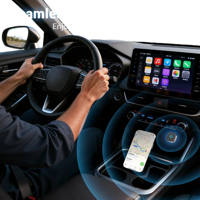 Alt view image 3 of 5 - Gallasys Wireless CarPlay Adapter for iPhone & Android Auto Adapter, Convert Wired to Wireless CarPlay Dongle,Dual-Band 5.8G WiFi+Bluetooth 5.4, Plug&Play, Compatible iOS10+ & Android11+