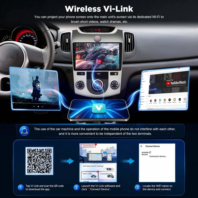 Alt view image 3 of 5 - NHOPEEW Car Radio for Kia Forte Cerato 2008 2009 2010 2011 2012(Manual A/C)