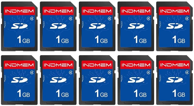 Main image of INDMEM SD Card 1GB, 10 Packs Class 4 1GB Flash Memory Card MLC Standard Secure Digital Cards Camera Card
