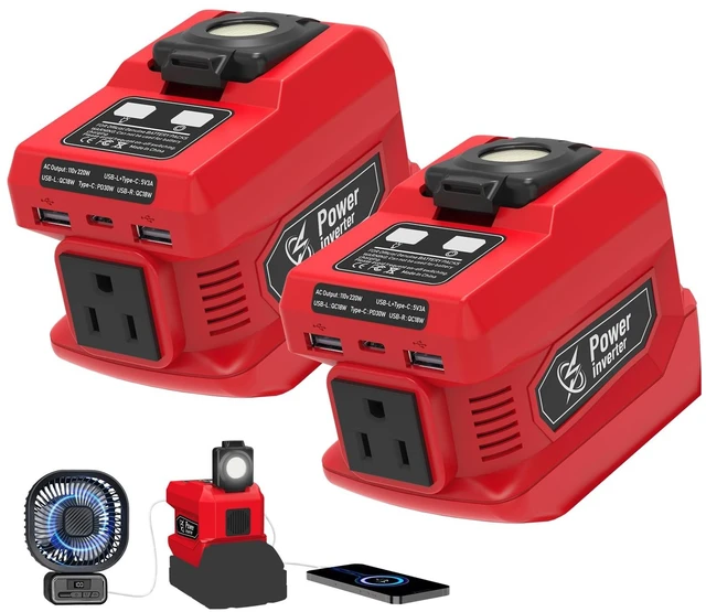 Main image of Mightrench 2 Pack 220W Power Inverter Compatible with Milwaukee 18V Battery
