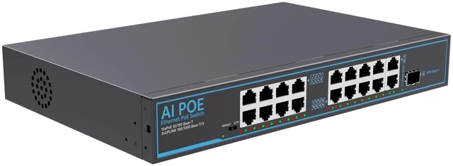 Main image of 19 Port PoE Switch with 2 Gigabit Uplink 1000Mbps,1 SFP,PoE Ports 100Mbps, 802.3af/at, 320W Built-in Power, Vlan, Unmanaged Metal Plug and Play,Ideal for NVR and Power Over Ethernet IP Cameras