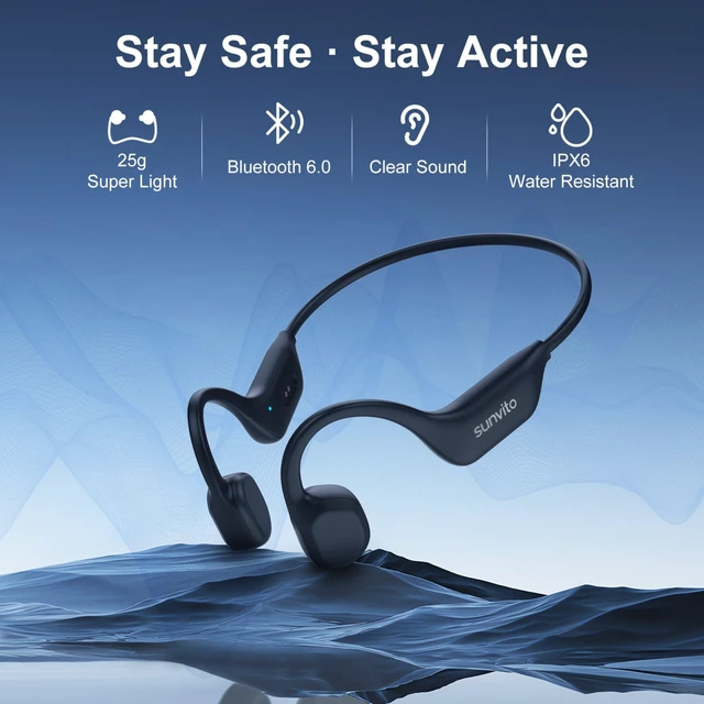 Alt view image 2 of 5 - Bone Conduction Headphones Bluetooth 6.0,Open Ear Wireless Sport Headphones
