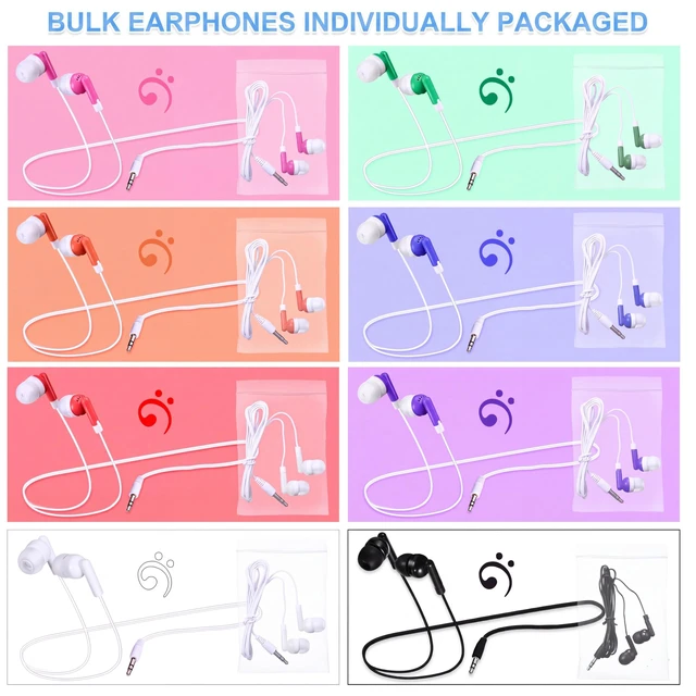 Alt view image 2 of 5 - Konohan 120 Pack Wired Earbuds Bulk with 3.5mm Jack, Vibrant Colors