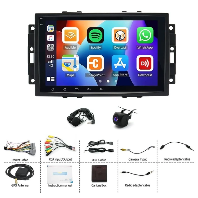 Alt view image 3 of 5 - 2+64G Android 14 Double Din Car Radio for Jeep Commander 2006 2007, 8 inch Touch Screen Car Stereo Head Unit with Wireless Carplay Android Radio GPS Navi Bluetooth FM RDS WiFi AHD Backup Camera