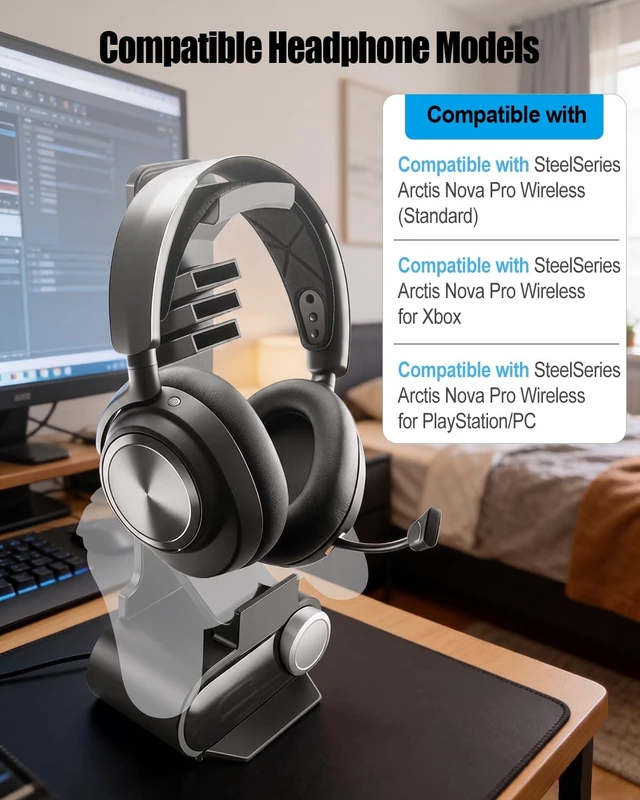 Alt view image 2 of 5 - Headphone and Game Controller Stand Compatible with SteelSeries Arctis