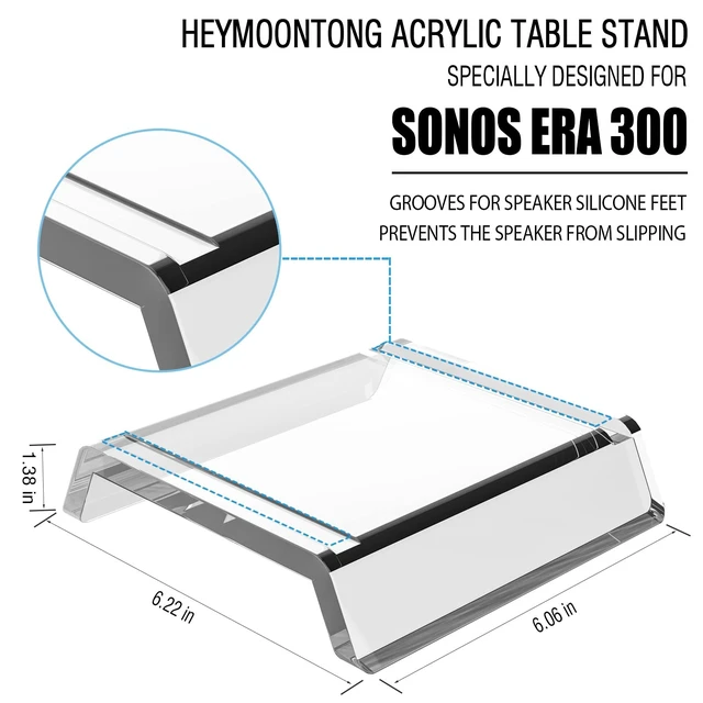 Alt view image 2 of 5 - HeyMoonTong Acrylic Table Stand for Sonos ERA 300 Wireless Speaker - Desktop Decorative Bracket Mounting Accessories for Sonos ERA 300 (Clear, 1-Pack)