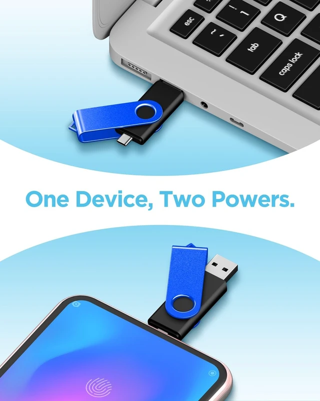 Alt view image 4 of 5 - 16GB 20-Pack 2-in-1 Flash Drive EASTBULL OTG USB 2.0 Type-C Drive Black