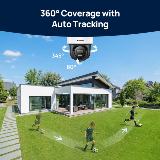 Alt view image 2 of 5 - ANNKE 4K PT PoE Security Camera, 345 Pan 80 Tilt IP Cam Outdoor, Not PTZ