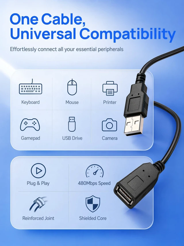 Alt view image 2 of 5 - YOTETION USB Extension 50FT Cable Type A Male to A USB 2.0 Extension Cord Data Transfer Extender Cable Connector for USB Flash Drive/Hard Drive