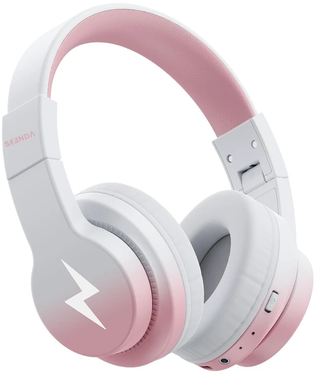 Main image of seenda JCH-01 Kids Bluetooth Headphones, 85/94dB, 3 Light Modes,Pink&White