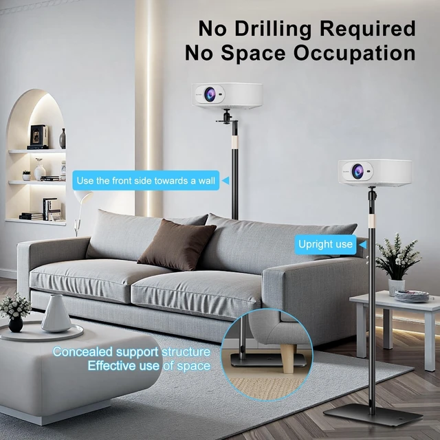 Alt view image 2 of 5 - ZDSSY Projector Floor Stand, Adjustable Height, 360 Swivel & 90 Tilt