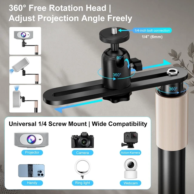 Alt view image 3 of 5 - ZDSSY Projector Floor Stand, Adjustable Height, 360 Swivel & 90 Tilt