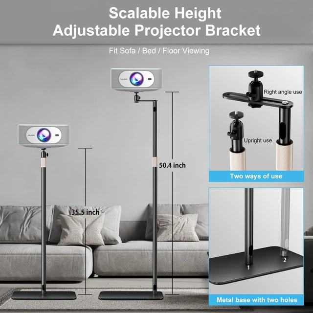 Alt view image 5 of 5 - ZDSSY Projector Floor Stand, Adjustable Height, 360 Swivel & 90 Tilt