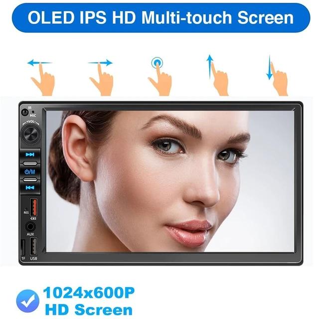 Alt view image 3 of 5 - 7 Inch Double Din Car Stereo for Wireless Carplay & Android Auto, Car Audio with 1024 * 600 HD Touch Screen Mirror Link, Bluetooth5.2,2USB/AUX/TF,AM/FM Radio