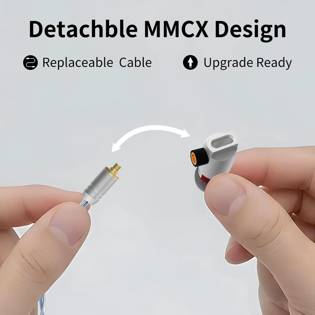Alt view image 3 of 5 - GUAEIMO G4M4A1L HiFi IEMs, Wired in-Ear Monitors with Detachable MMCX Cable, Professional Audiophile Earbuds, Aluminum Shell & 4-Strand Silver-Plated Cable, 4.4mm No Mic Matte Silver