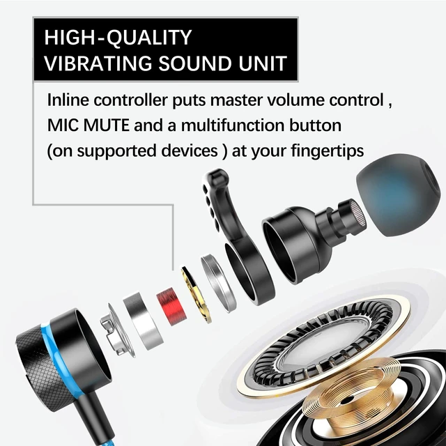 Alt view image 2 of 5 - KASOTT SoundMaster Pro V1 - Gaming Earphones with Dual Audio Drivers,Battle Buds,in-Line Mic with Mute and Volume Control, Compatible with Xbox Series,PS5,PS4,Switch,Pc with 3.5mm