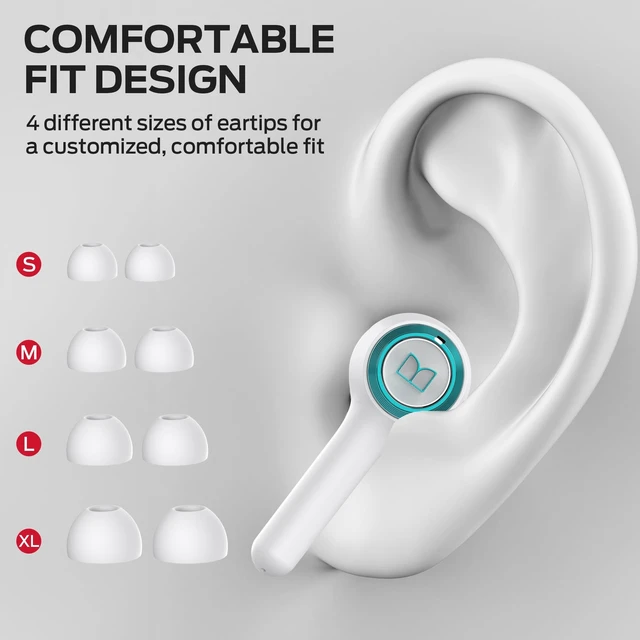 Alt view image 4 of 5 - Monster Clarity 102 Plus Wireless Earbuds, Bluetooth Headphones with HiFi Stereo, 4 ENC Mic for Crystal Clear Call, 30H Playtime, Type-C Charging, IPX6 Waterproof in-Ear Ear Buds for Sports (Wh