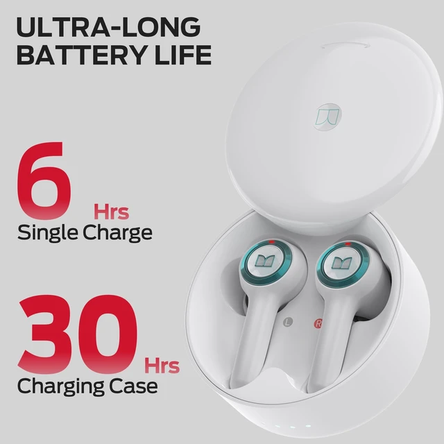 Alt view image 5 of 5 - Monster Clarity 102 Plus Wireless Earbuds, Bluetooth Headphones with HiFi Stereo, 4 ENC Mic for Crystal Clear Call, 30H Playtime, Type-C Charging, IPX6 Waterproof in-Ear Ear Buds for Sports (Wh