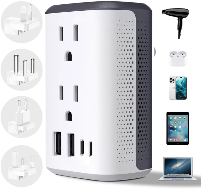 Main image of Travel Adapter Worldwide,Voltage Converter Us to Europe, 220v to 110v Power Adapter, European Plug Power Converter 1300w, Transformer for Curly Hair Dryer.