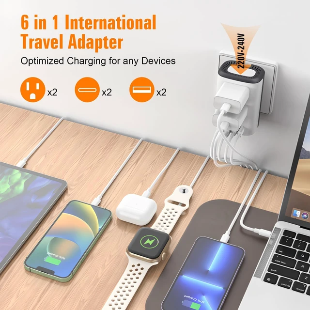Alt view image 4 of 5 - Travel Adapter Worldwide,Voltage Converter Us to Europe, 220v to 110v Power Adapter, European Plug Power Converter 1300w, Transformer for Curly Hair Dryer.