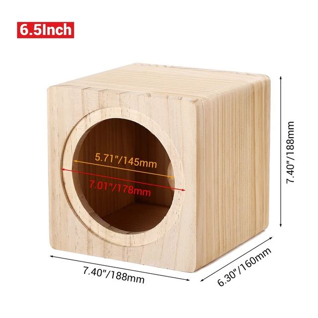 Alt view image 2 of 5 - Facmogu 6.5" Wooden Speaker Box Enclosure, Solid Wood Unloaded Cabinet Box