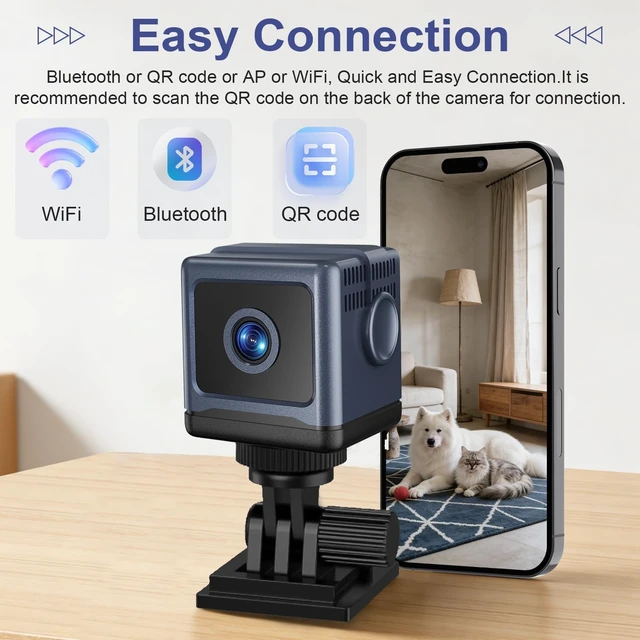 Alt view image 5 of 5 - KDNRHE WiFi Security Camera, Pet Camera, Mini Hidden Spy Cam, Plug in Cam
