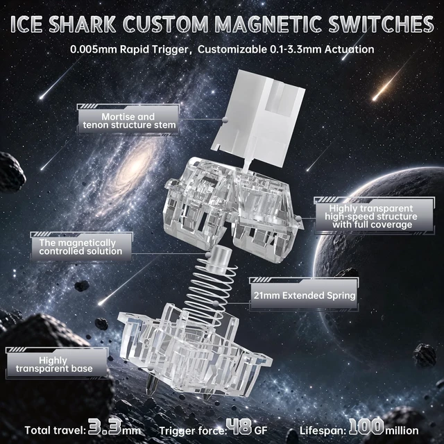 Alt view image 5 of 5 - ATTACK SHARK R98 HE Wired RT 8K Mechanical RGB Gaming Keyboard-Moonlight
