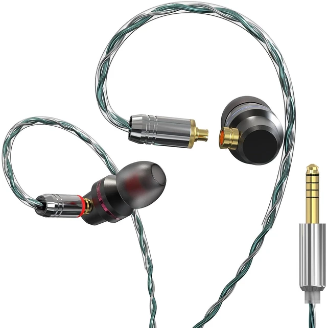 Main image of GUAEIMO G4M4D2G HiFi IEMs, Wired in-Ear Monitors with Detachable MMCX Cable, Professional Audiophile Earbuds, Aluminum Shell & 4-Strand Silver-Plated Cable, 4.4mm No Mic Metallic Blac