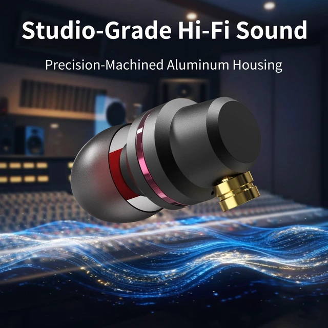 Alt view image 2 of 5 - GUAEIMO G4M4D2G HiFi IEMs, Wired in-Ear Monitors with Detachable MMCX Cable, Professional Audiophile Earbuds, Aluminum Shell & 4-Strand Silver-Plated Cable, 4.4mm No Mic Metallic Blac