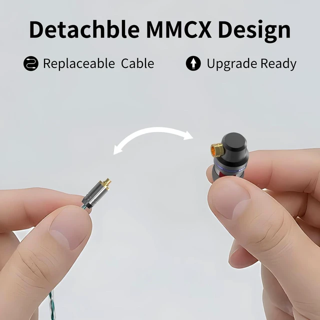 Alt view image 3 of 5 - GUAEIMO G4M4D2G HiFi IEMs, Wired in-Ear Monitors with Detachable MMCX Cable, Professional Audiophile Earbuds, Aluminum Shell & 4-Strand Silver-Plated Cable, 4.4mm No Mic Metallic Blac