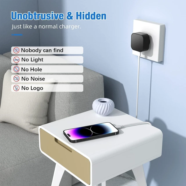 Alt view image 2 of 5 - LIZVIE Wireless Hidden Camera Charger, Smart USB Charger Camera, Home Baby Monitor & Nanny Cam with 2.4G WiFi, Motion Detection & Remote View & Night Version
