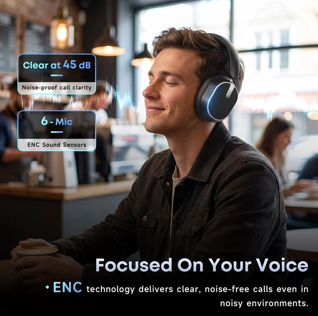 Alt view image 3 of 5 - Hybrid Active Noise Cancelling Bluetooth Headphones Wireless Headphones