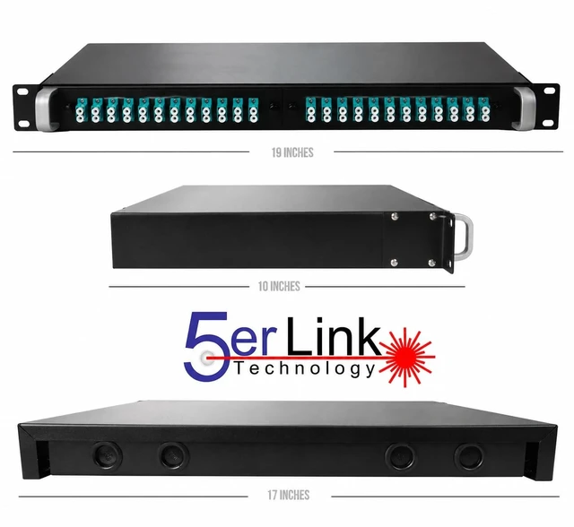 Alt view image 3 of 5 - 48 Strand 1U Fiber Optic Cable Rack Mount Enclosure with 24 LC Duplex Couplers for 19" Racks or Cabinets ^^ Includes Splice Tray and Fusion Splice Sleeves 60mm Long. (LC OM3)