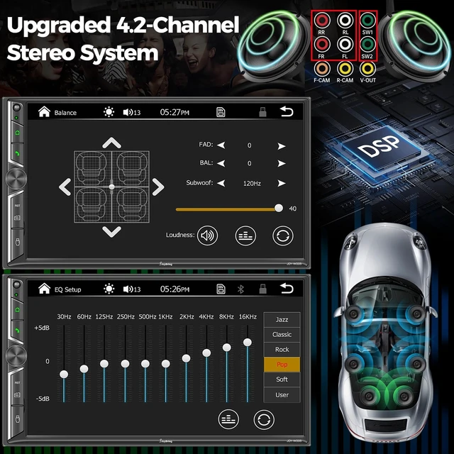 Alt view image 5 of 5 - Car Stereo with Wireless CarPlay and Android Auto, Bluetooth, MirrorLink, 7" Touchscreen, Backup Camera, FM/AM Car Radio