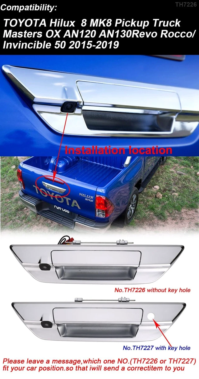 Alt view image 2 of 5 - Car Rear View Trunk Handle Parking Reverse Backup Camera HD Waterproof for Toyota Hilux 8 MK8 Pickup Truck Masters OX AN120 AN130 Revo Recco/Invincible 50 2015-2019(with 4.3-inch Rearview Mirror)
