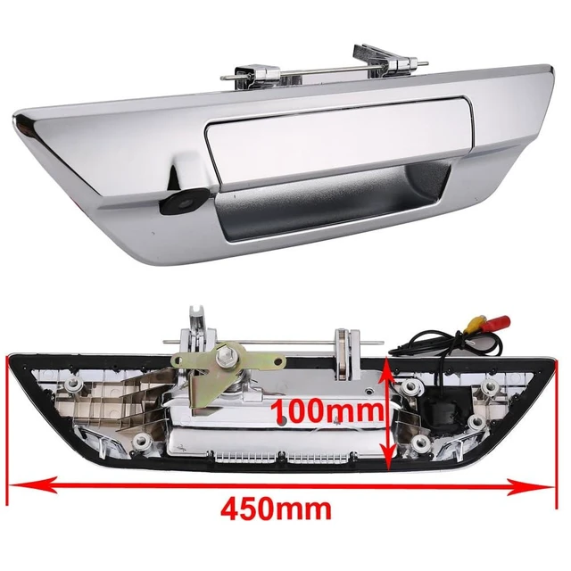 Alt view image 3 of 5 - Car Rear View Trunk Handle Parking Reverse Backup Camera HD Waterproof for Toyota Hilux 8 MK8 Pickup Truck Masters OX AN120 AN130 Revo Recco/Invincible 50 2015-2019(with 4.3-inch Rearview Mirror)
