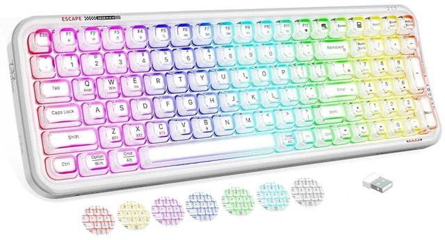 Main image of Wireless Clear Jelly Keyboard with Transparent RGB Backlight Keys,White